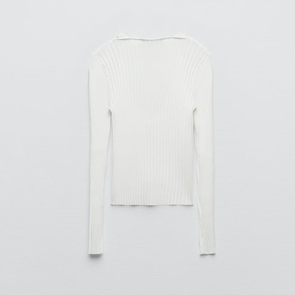 Zara White Ribbed Knit Top - Picture 7 of 11